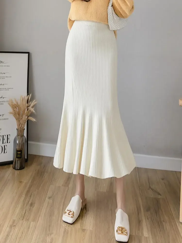Summer Clothing Wraps - 上品なハイウエストニットラップスカート、春のカジュアルファッション、フィッシュテールデザイン、高級感のあるレディースウェア、2026年新作。