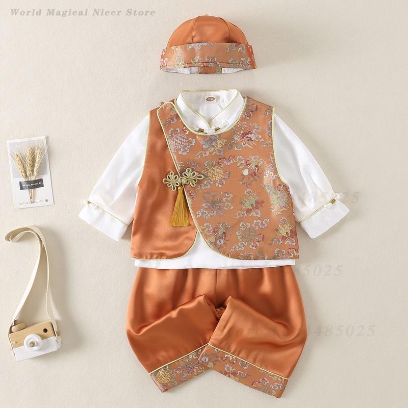 春夏ベビー唐服子供男の子女の子百日一歳衣装中国風東洋漢服写真 - Summer Clothing Brands のレビューと価格