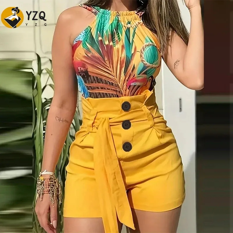 女性用単色ボタンフロントショーツ,ハイウエスト,ネクタイ,ビ - Summer Clothing Stores のレビューと価格