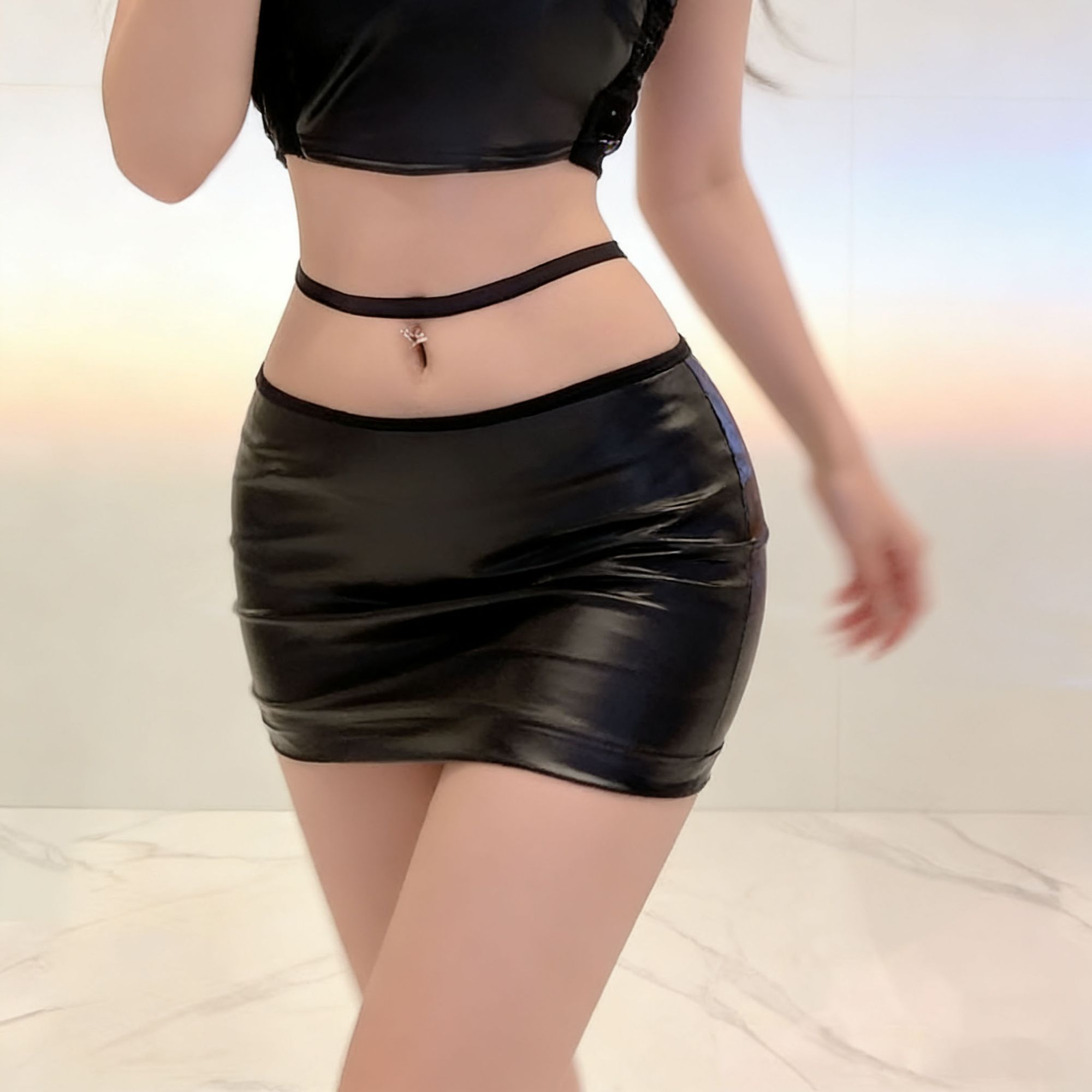 韓国ファッションセクシーな女性の誘惑 PU ラップスカートミ - Summer Clothing Stores のレビューと価格