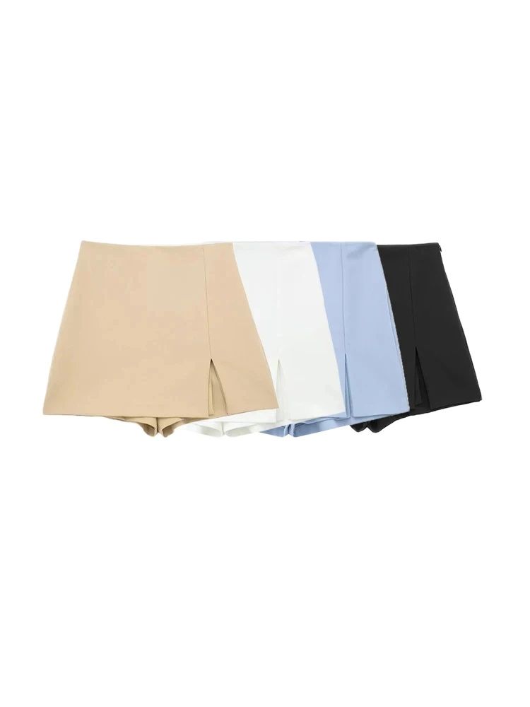 女性用フロントスリットショートスカート、サイドジッパー付き、 - Summer Clothing Wraps のレビューと価格