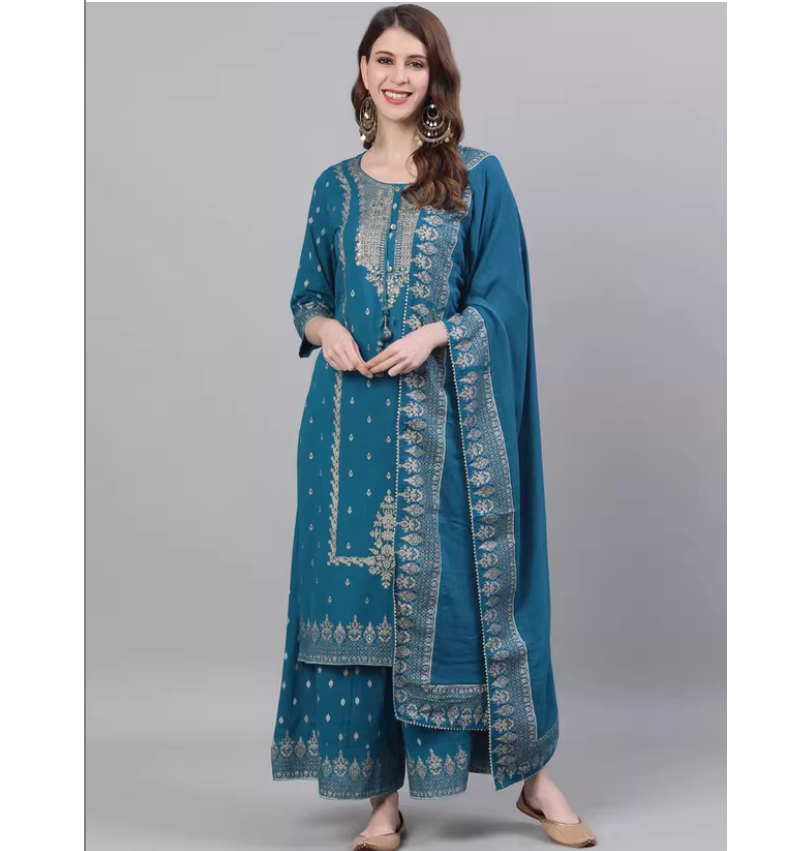 春夏 インド民族風 100% コットン プリント ネイビーブ - Summer Clothing Pakistan のレビューと価格