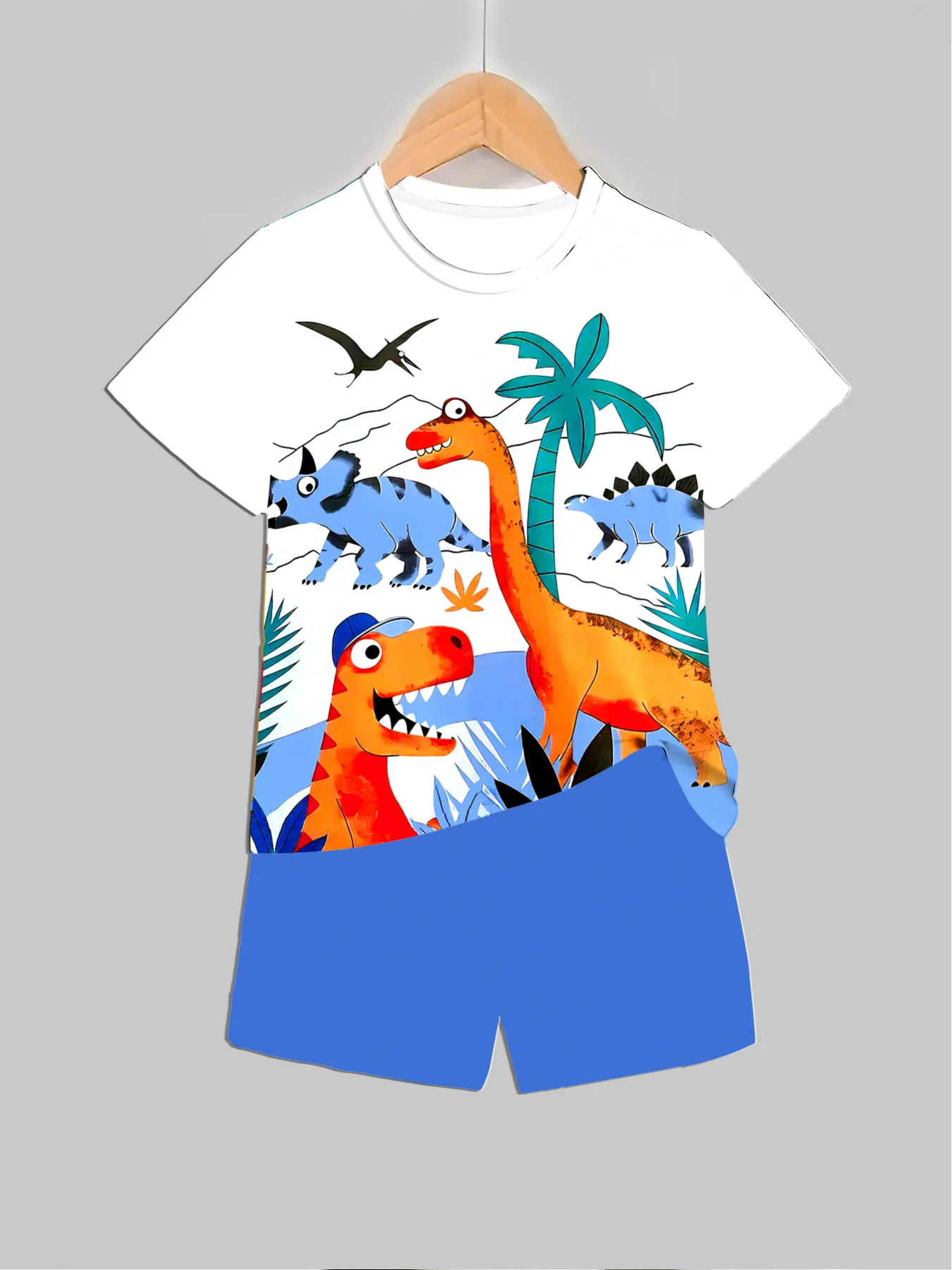 新しい恐竜プリント衣装トップス + ショーツ 2 個夏用男の - Summer Clothing Baby Girl のレビューと価格