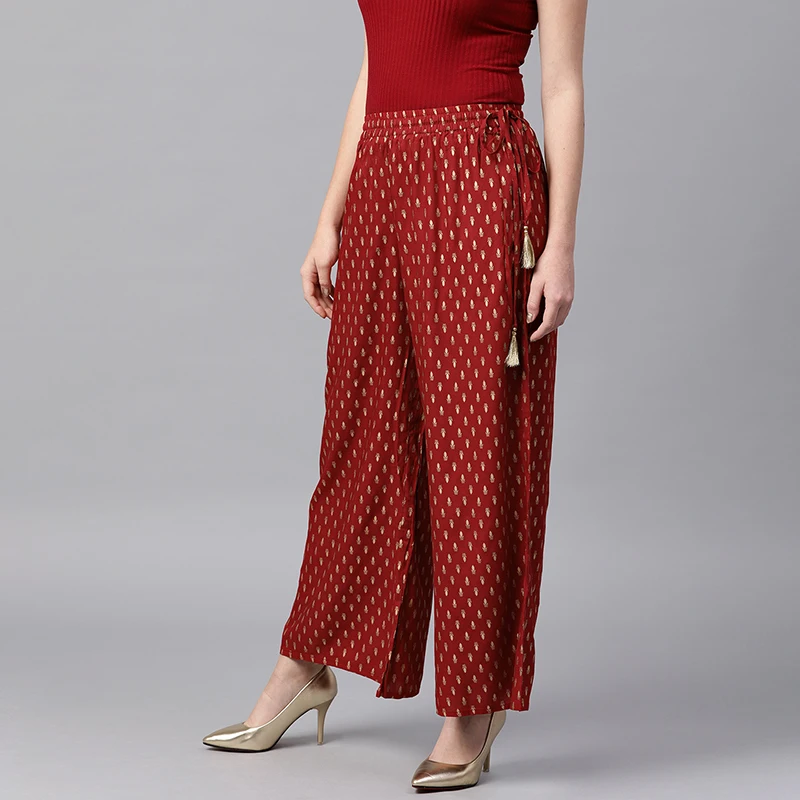 女性用ワイドレッグパンツ,コットンパンツ,ブロンズ,エスニッ - Summer Clothing Pakistan のレビューと価格