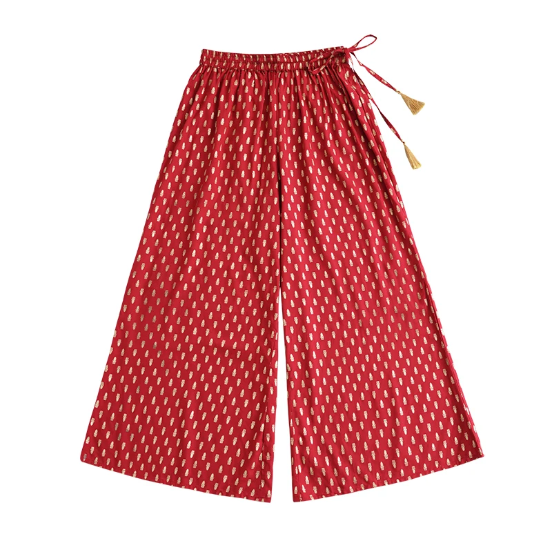 女性用ワイドレッグパンツ,コットンパンツ,ブロンズ,エスニッ - Summer Clothing Pakistan のレビューと価格