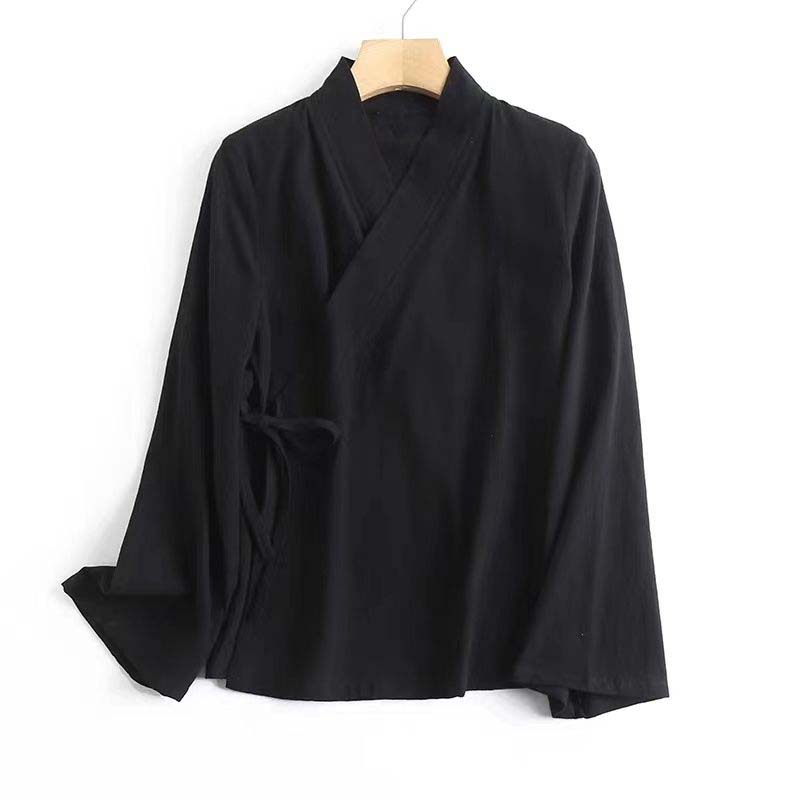 中国風の女性のラップタイフロント着物シャツブラウス春夏ボヘミ - Summer Clothing Wraps のレビューと価格