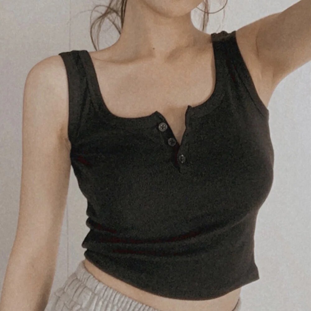 タンクトップ女性用リブボタンダウンノースリーブブラウスソリッ - Summer Zara のレビューと価格