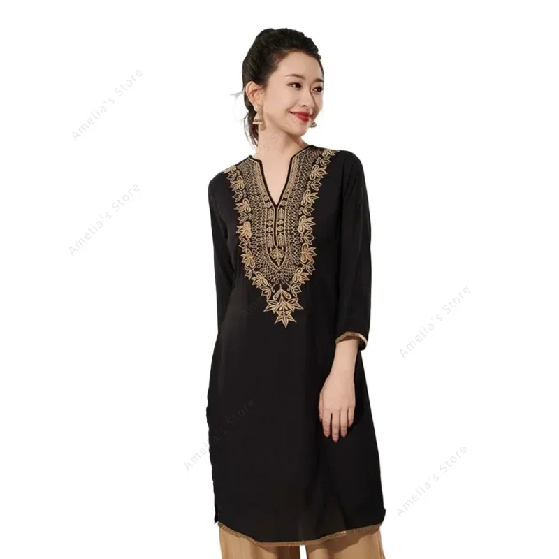 女性用、インド風の伝統的な刺繍入りコットンブラウス。ヴィンテ - Summer Clothing Pakistan のレビューと価格