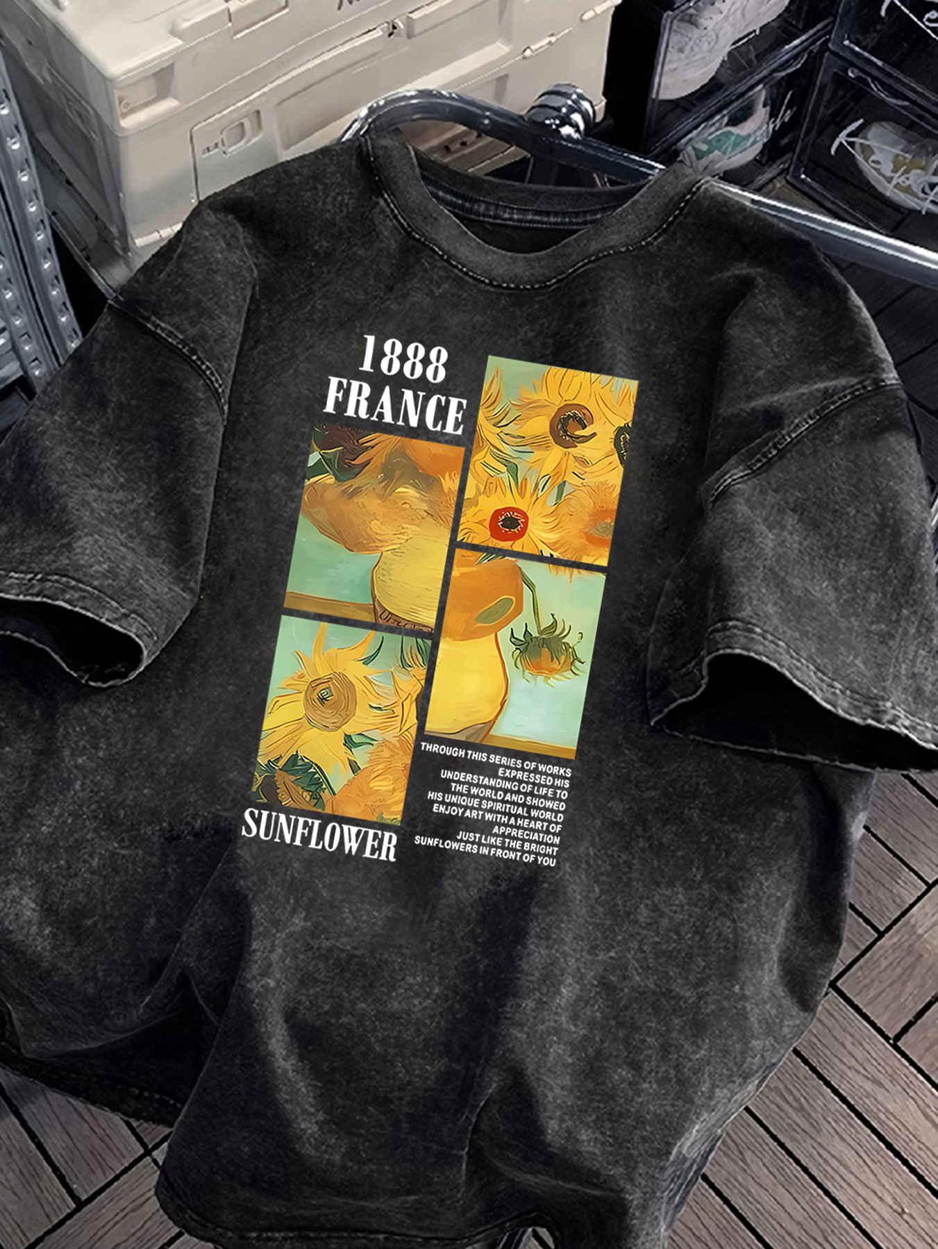 洗浄済みヴィンテージ Tシャツ女性用ゴッホひまわりプリント  - Summer Clothing Drawing のレビューと価格