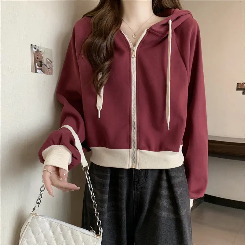 フェム春秋韓国ファッションジッパー無地パーカー女性服シンプル - Summer Clothing Drawing のレビューと価格