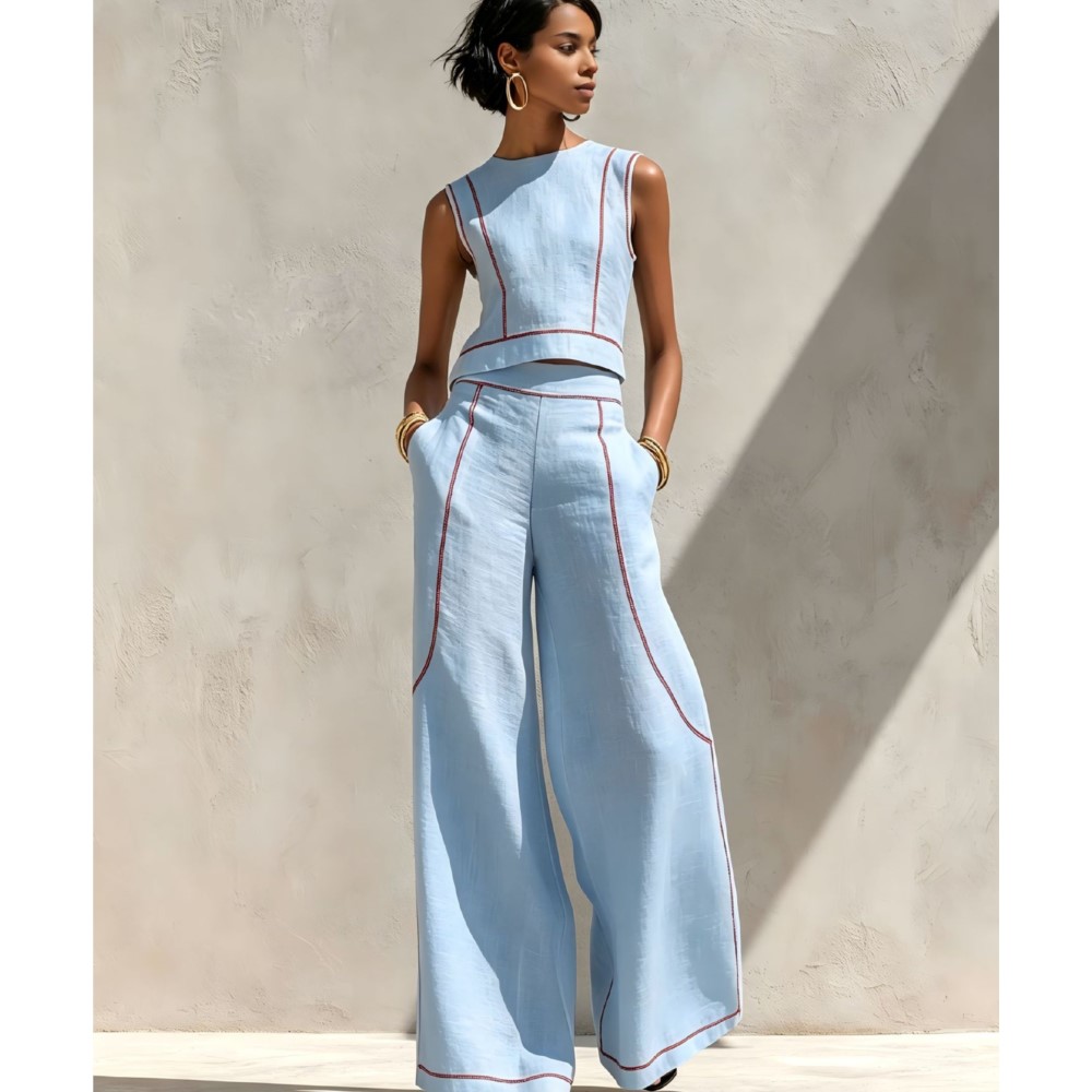 ファッションストライプカラーマッチングレディースベストパンツ - Summer Zara のレビューと価格