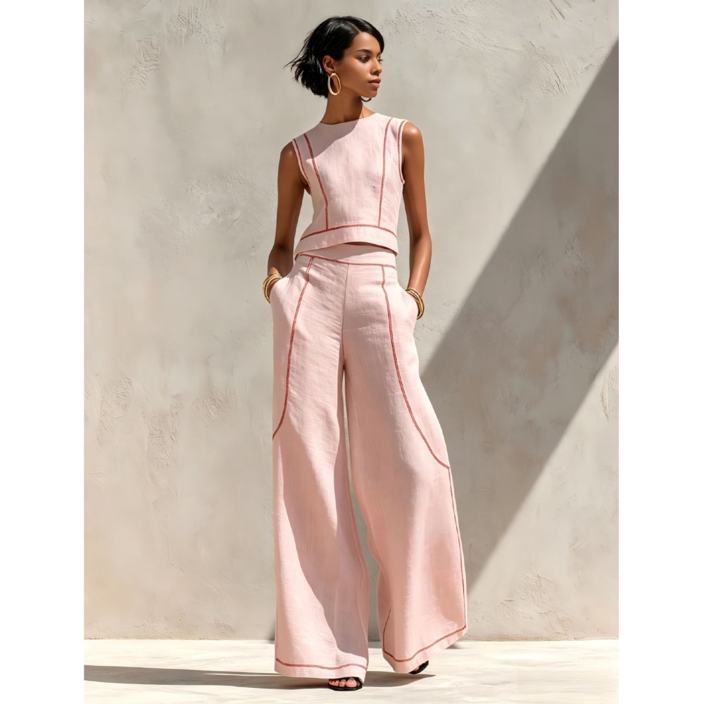 ファッションストライプカラーマッチングレディースベストパンツ - Summer Zara のレビューと価格