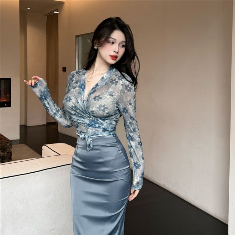 女性用長袖トップスとスカートの2点セット,大きくて広い,ハイ - Summer Clothing Wraps のレビューと価格