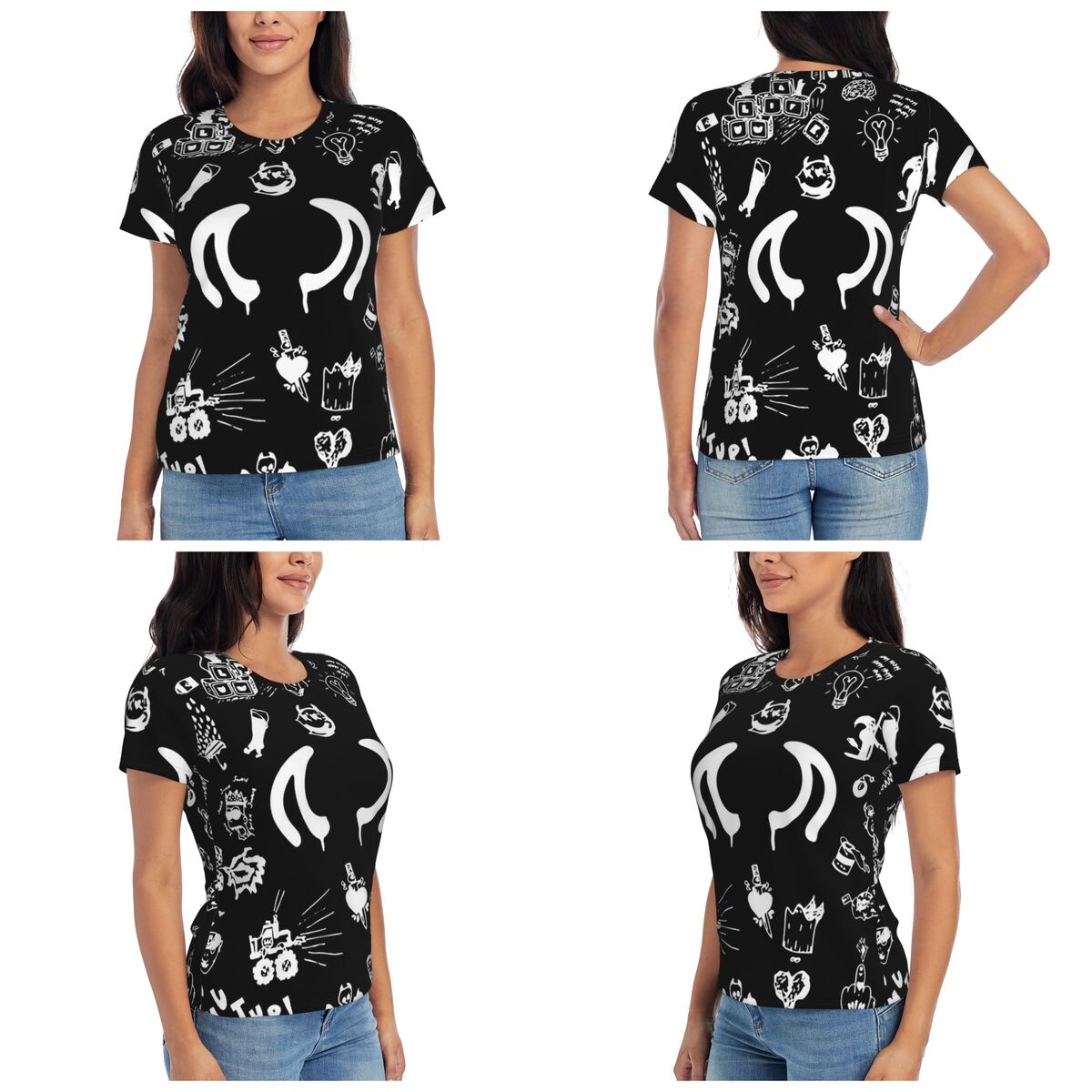 Yungblud 描画タトゥーシート Tシャツ女性半袖 Tシ - Summer Clothing Drawing のレビューと価格