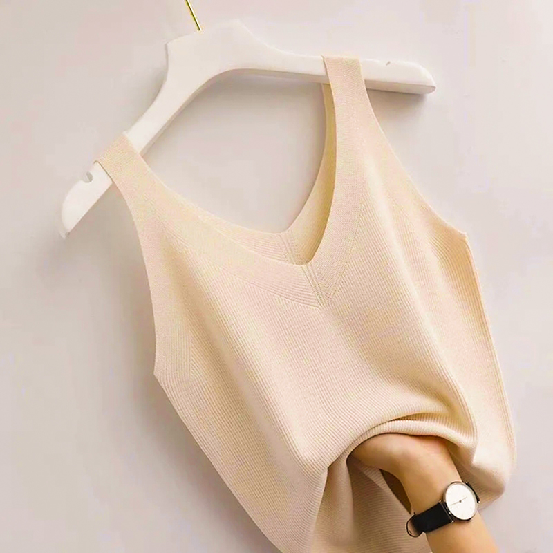 ニットヴィンテージタンクトップ V ネックノースリーブ美的ル - Summer Zara のレビューと価格