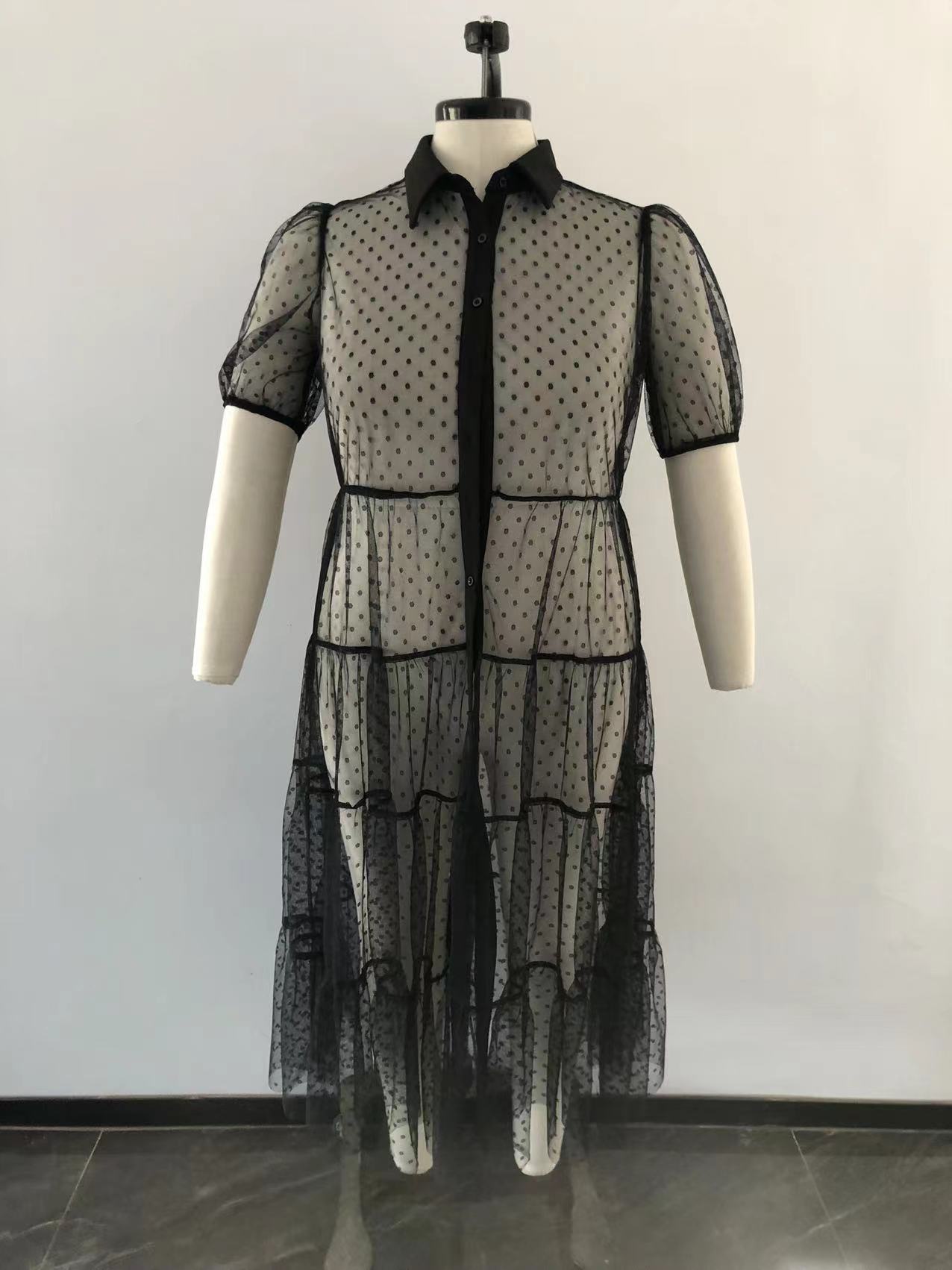 女性のためのレースのドレス,大きいサイズ,半袖,メッシュ,透 - Summer Clothing Wholesale のレビューと価格