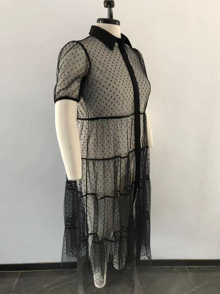 女性のためのレースのドレス,大きいサイズ,半袖,メッシュ,透 - Summer Clothing Wholesale のレビューと価格
