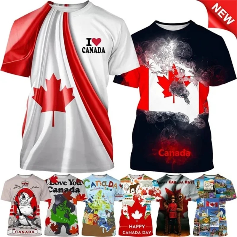 私は男性と女性のためのカナダ国旗のグラフィックTシャツ,ユニ - Summer Clothing Women Canada のレビューと価格